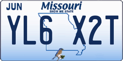 MO license plate YL6X2T
