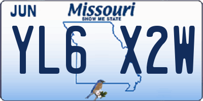 MO license plate YL6X2W
