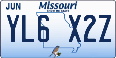 MO license plate YL6X2Z