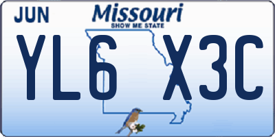 MO license plate YL6X3C