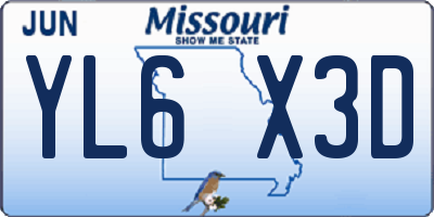 MO license plate YL6X3D