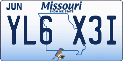 MO license plate YL6X3I