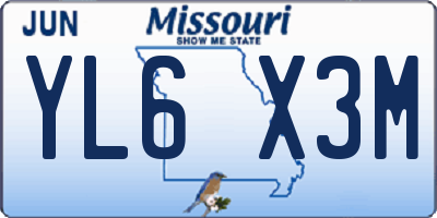 MO license plate YL6X3M