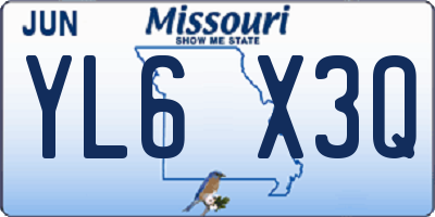 MO license plate YL6X3Q