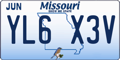 MO license plate YL6X3V