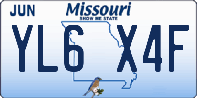 MO license plate YL6X4F