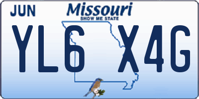 MO license plate YL6X4G