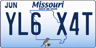 MO license plate YL6X4T