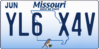 MO license plate YL6X4V