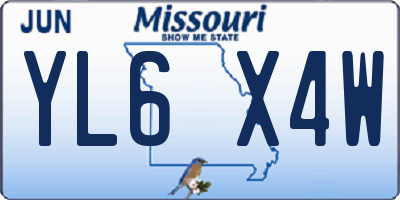 MO license plate YL6X4W