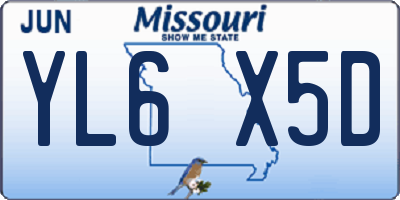 MO license plate YL6X5D