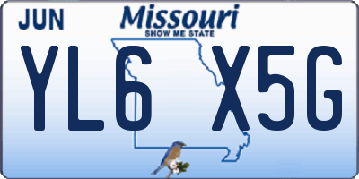 MO license plate YL6X5G