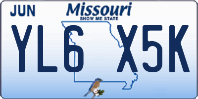 MO license plate YL6X5K