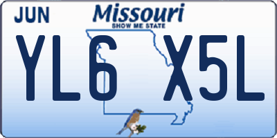 MO license plate YL6X5L
