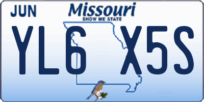 MO license plate YL6X5S