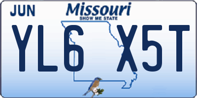 MO license plate YL6X5T