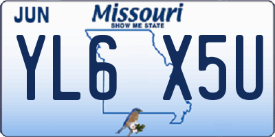 MO license plate YL6X5U