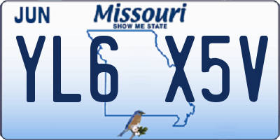 MO license plate YL6X5V