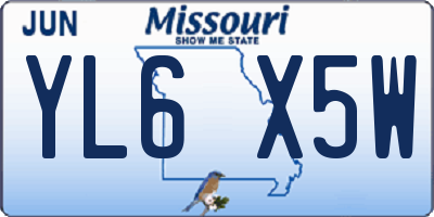 MO license plate YL6X5W