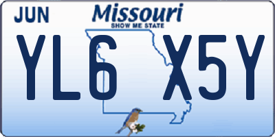 MO license plate YL6X5Y