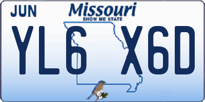 MO license plate YL6X6D