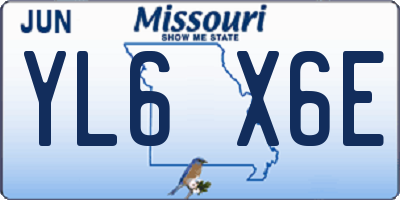 MO license plate YL6X6E