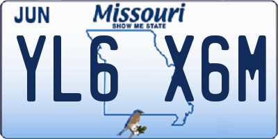 MO license plate YL6X6M