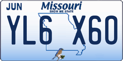 MO license plate YL6X6O