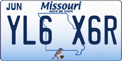 MO license plate YL6X6R