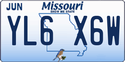 MO license plate YL6X6W
