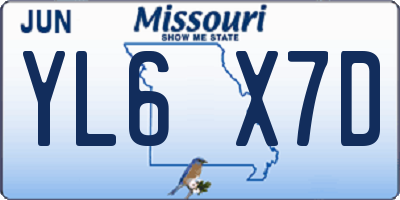 MO license plate YL6X7D