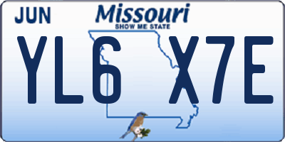 MO license plate YL6X7E