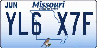 MO license plate YL6X7F