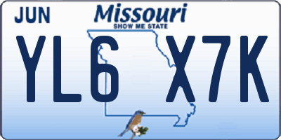 MO license plate YL6X7K