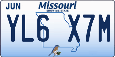 MO license plate YL6X7M