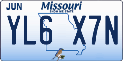 MO license plate YL6X7N