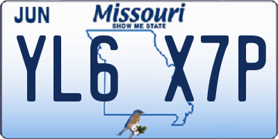 MO license plate YL6X7P