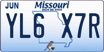MO license plate YL6X7R
