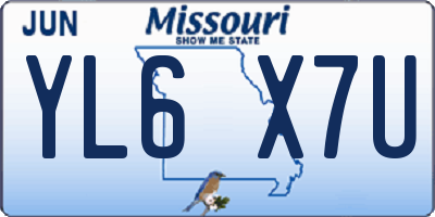 MO license plate YL6X7U