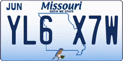 MO license plate YL6X7W