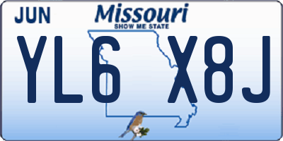 MO license plate YL6X8J