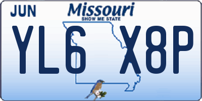 MO license plate YL6X8P