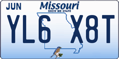 MO license plate YL6X8T