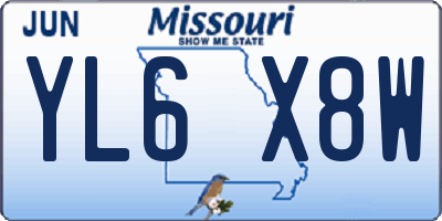 MO license plate YL6X8W