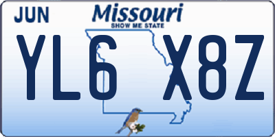 MO license plate YL6X8Z