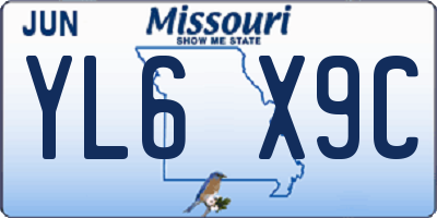 MO license plate YL6X9C