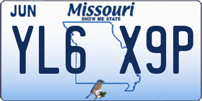 MO license plate YL6X9P