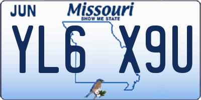 MO license plate YL6X9U