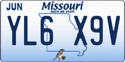 MO license plate YL6X9V