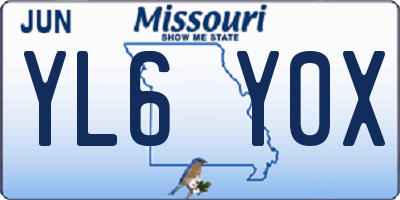 MO license plate YL6Y0X